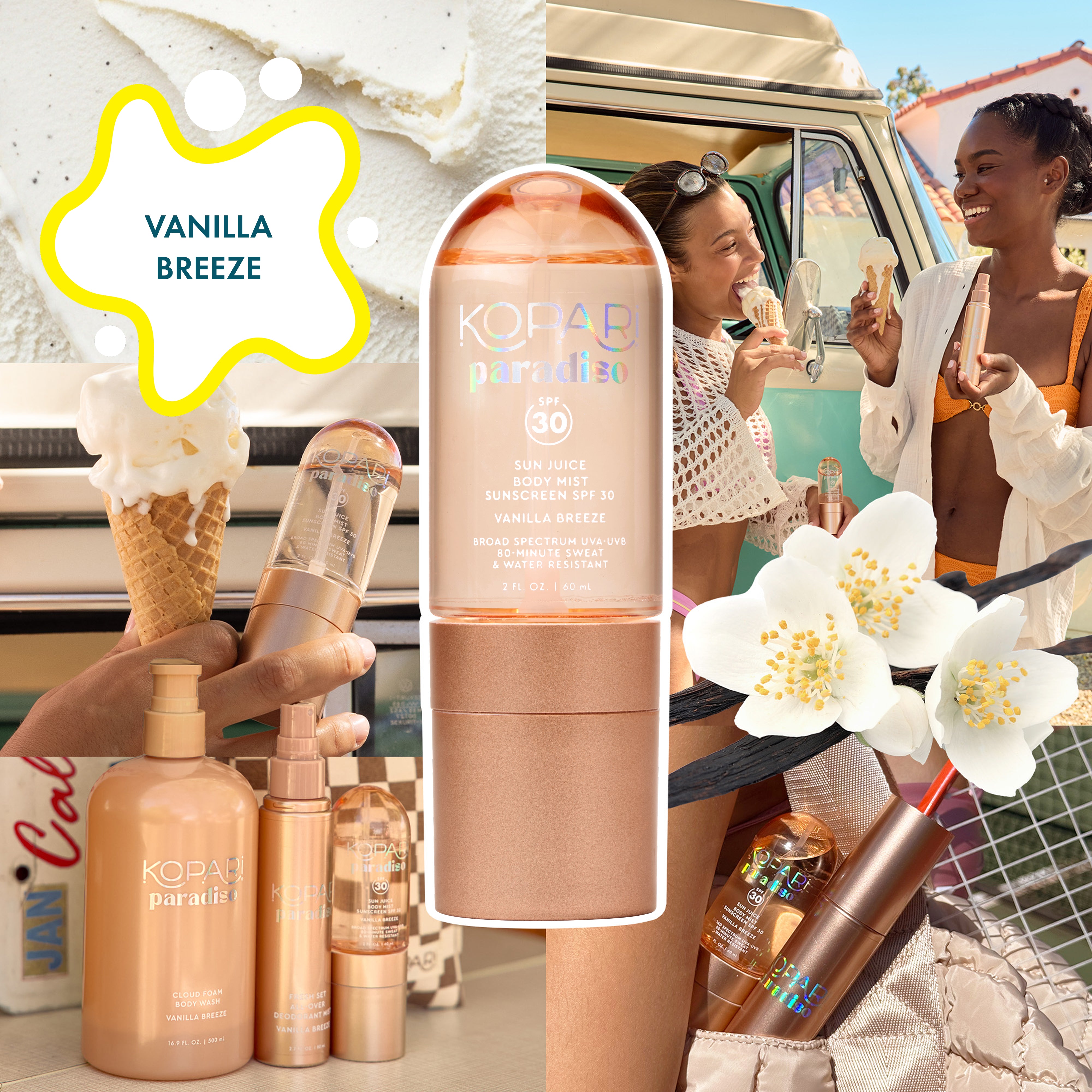 【フラワードリーミー 】BB &Sun Protector Vanilla Breeze Sun Juice Body Mist Sunscreen SPF 30 – Kopari Beauty