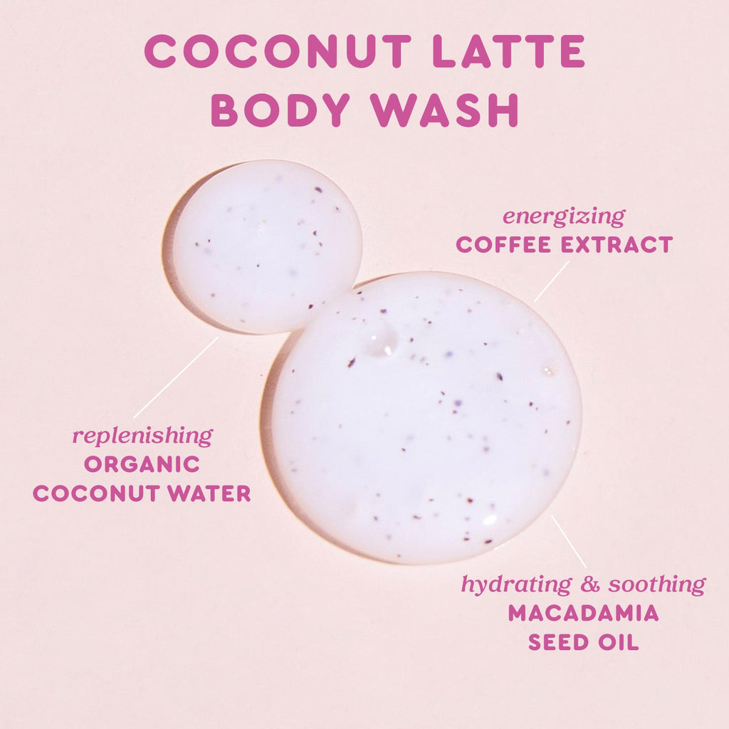 Coconut Latte Energizing Body Wash with Caffeine and Macadamia Seed Oil